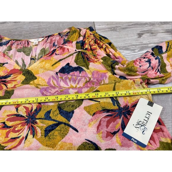 Terra & Sky full figure floral blouse plus size 0X 14W - Picture 10 of 12